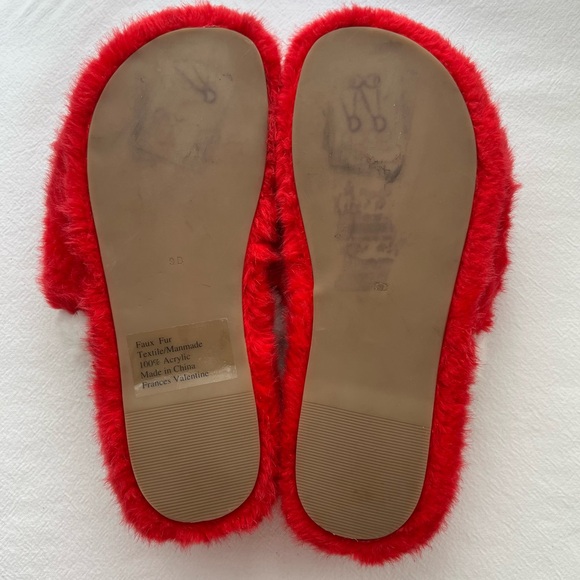 Frances Valentine Slingback Faux Fur Slipper in Red Oyster Size 9 - Picture 8 of 9